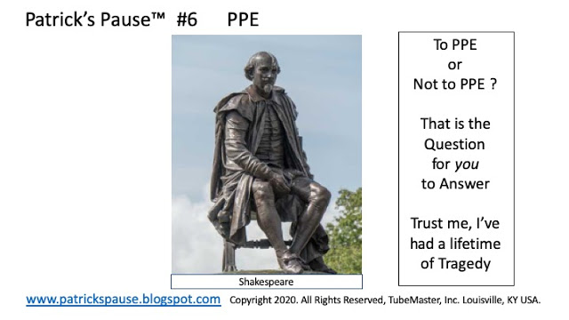 Shakespear statue meme "To PPE or Not to PPE? That is the question for you to answer"